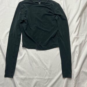 SKIMS Black Long-Sleeve Crew Top